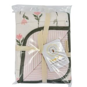 Burt's Bees Baby Snuggle Bee Reversible Blanket Floral Pink Green 30"x 40"